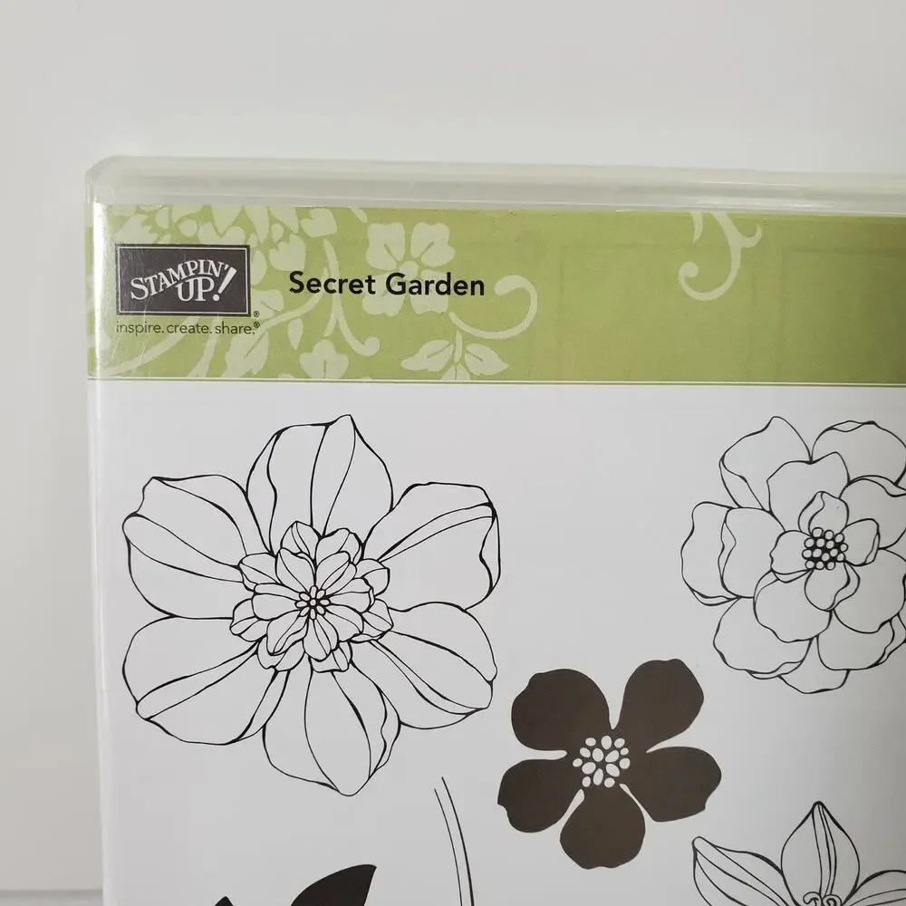 STAMPIN UP Secret Garden Stamp Set 7 pieces #129144 Flowers Leaves Floral Stem